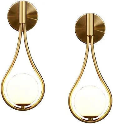 KCO Wall Sconce Mid-Century Drop Design Wall Mounted Light Brushed Brass Wall Lamps, Wall Mount Light Fixture for Bedside Living Room (2 Pack) - Image 2