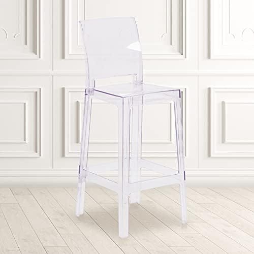 Flash Furniture Ghost Barstool with Square Back in Transparent Crystal - Image 2