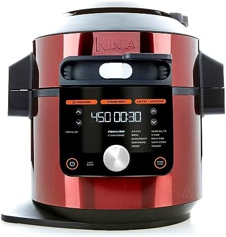 Ninja OL601 (OL601QCM -Cinnamon/RED) Foodi XL 8 Qt. Pressure Cooker Steam Fryer with SmartLid, 14-in-1 that Air Fries, Bakes & More, with 3-Layer Capacity, 5 Qt. Crisp Basket & 45 Recipes,(Renewed) - Image 2