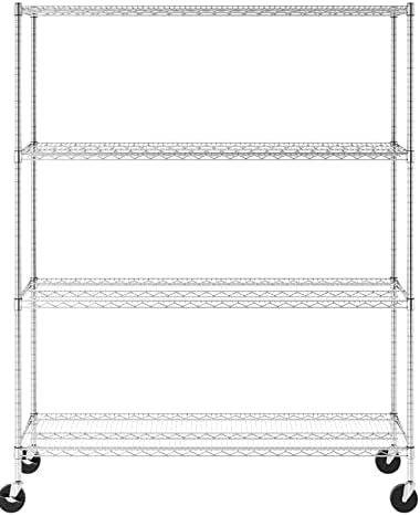 SafeRacks NSF Certified Storage Shelves, Heavy Duty Steel Wire Shelving Unit with Wheels and Adjustable Feet, Used as Pantry Shelf, Garage or Bakers Rack Kitchen Shelving - (18"x60"x72" 4-Tier) - Image 2