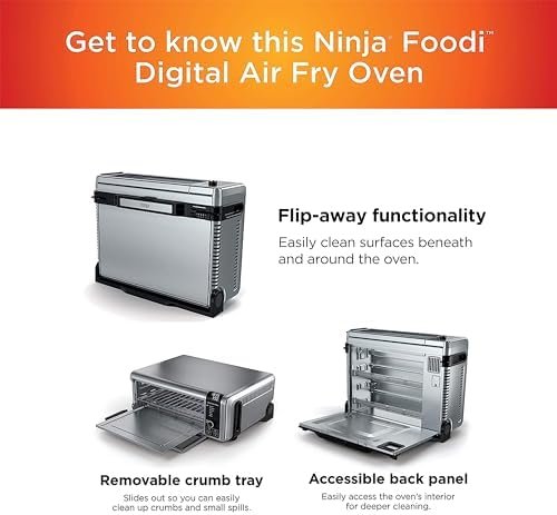 Ninja SP101 Digital Air Fry Countertop Oven with 8-in-1 Functionality, Flip Up & Away Capability for Storage Space, with Air Fry Basket, Wire Rack & Crumb Tray, Silver - Image 6