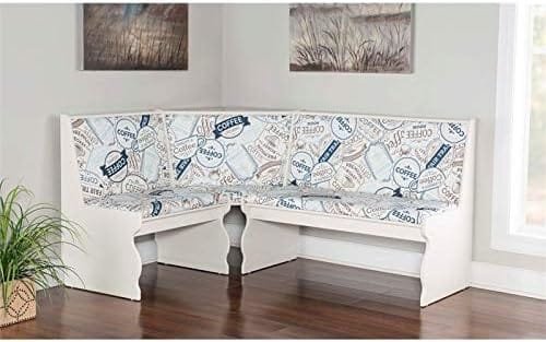 Riverbay Patio Conversation Indoor 3 Piece Kitchen Corner Nook Table Booth Bench Breakfast Dining Set in White - Image 5