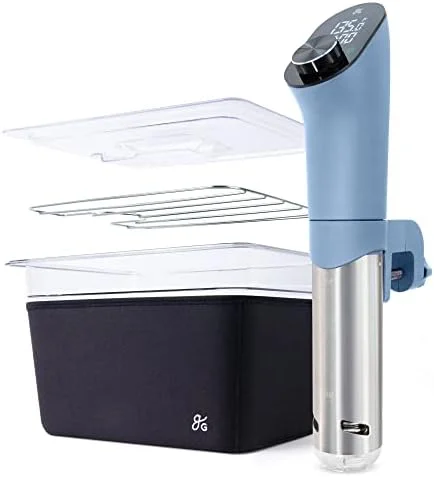 Greater Goods Pro Sous Vide Kit - An 1100 Watt, Powerful, Precise Sous Vide Cooker and Premium, Plastic Container with Sous Vide Rack, Lid, and Neoprene Sleeve | Designed in St. Louis (Stone Blue Kit) - Image 2
