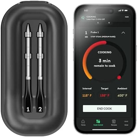 CHEF iQ Smart Wireless Meat Thermometer with 2 Ultra-Thin Probes, Unlimited Range Bluetooth Meat Thermometer, Digital Food Thermometer for Remote Monitoring of BBQ Grill, Oven - Image 2
