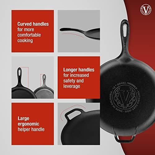 Victoria 12-Inch Cast Iron Comal Pizza Pan with a Long Handle and a Loop Handle, Preseasoned with Flaxseed Oil, Made in Colombia - Image 5