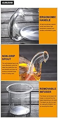 Glass Teapot Set, 27OZ/800ML Stovetop Safe Glass Tea Kettle with 6 Small Double Wall Tea Cups & Loose Tea Infuser & Tea Warmer, Microwave & Dishwasher Safe Tea Maker, Blooming Tea Gift Set For Women - Image 6