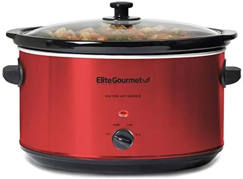 Elite Gourmet MST-900RXT# Electric Ceramic XL Jumbo Slow Cooker, Adjustable Temp, Entrees, Sauces, Stews & Dips, Dishwasher Safe Glass Lid & Crock, 8.5Qt, MetallicRed - Image 2