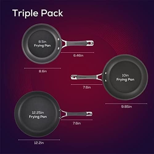 Circulon Radiance Hard Anodized Nonstick Frying / Fry Pan Set / Skillet Set - 8.5 Inch, 10 Inch, and 12.25 Inch , Gray - Image 3