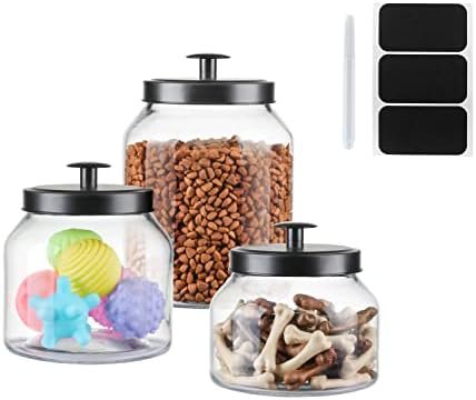 Clear Glass Kitchen Canister Set, Cookie Jar, Food Storage Container, Bathroom Jar with Metal Airtight Lid (Black) - Image 8