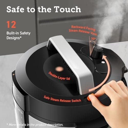 COSORI Electric Pressure Cooker 6 Quart, 9-in-1 Instant Multi Cooker, 13 Presets, Rice Slow Sauté, Sous Vide, Sterilizer, Recipes, 1100W, Stainless Steel, Olla de Presion Electrica Multiuso - Image 5