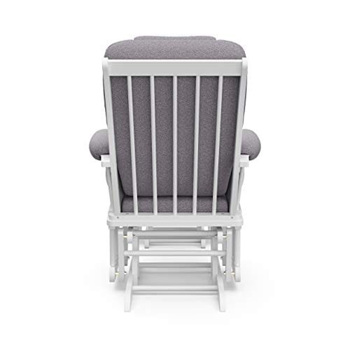 STORKCRAFT Tuscany Custom Glider and Ottoman with Free Lumbar Pillow, White/Slate Gray Swirl - Image 7
