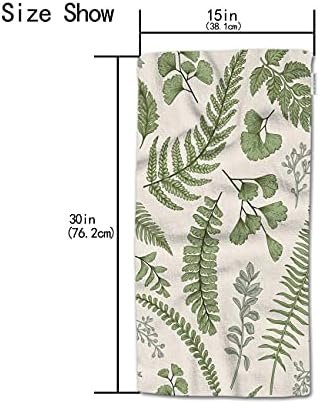 HGOD DESIGNS Green Leaves and Fern Pattern 100% Cotton Soft Bath Hand Towels for Bathroom Kitchen Hotel Spa, 15inX30in - Image 4