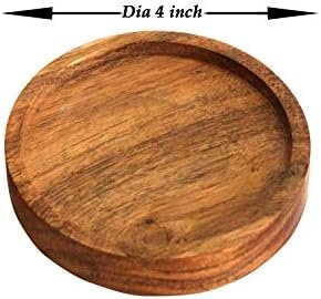 Kaizen Casa Wooden Coasters for Drinks - Natural Acacia Wood Drink Coaster Set for Drinking Glasses, Tabletop Protection for Any Table Type, Set of 4 - Image 5