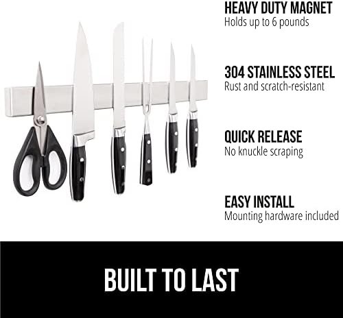 The Original Gorilla Grip Stainless Steel Magnetic Knife Holder, Heavy Duty Magnet Strip for Knives, Wall or Refrigerator Mounted Bar, Easy Install Rack, Securely Store and Organize Kitchen, 10 Inch - Image 3