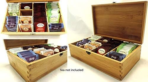 Cookbook People Multikeep Adjustable Tea Box 128 Tea Bag Storage Organizer Bamboo Latching Lid (Tea Filigree) - Image 5