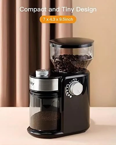 Electric Burr Coffee Grinder, Adjustable Burr Mill Coffee Bean Grinder with 18 Grind Settings, Burr Coffee Grinder for Espresso, Drip Coffee and French Press, Black - Image 7