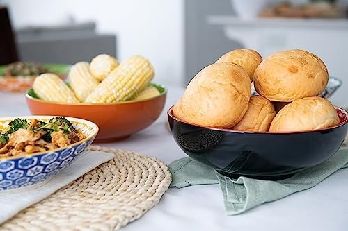 Annovero Serving Bowls, Set of 3 Large Porcelain Dishes for Entertaining, Big Bowl for Eating, for Soup, Salad, Pasta, Parties, Fruit, Chips, 9.5 Inch Diameter, 72 Fluid Ounce Capacity - Image 6