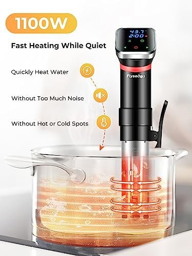 Flyseago Sous-Vide Machine Immersion Circulator Precision Cooker 1100w Fast-Heating Digital Display Accurate Temperature & Time Control Waterproof with Recipes Black & Silver - Image 5