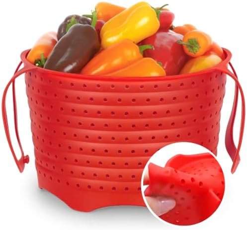 WAVELU Silicone Steamer Basket for 6 & 8 qt Instant Pot | Food Safe BPA-Free | Easy Steaming Food & Vegetable | Insta Pot, Ninja Pressure Cooker Accessories | Rust and Dent Free - Image 2