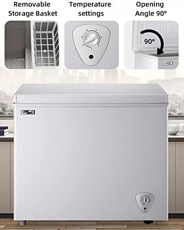 Chest Freezer WANAI 7.0 Cu.Ft Compact Chest Freezer White Deep Freezers Free-Standing Top Door Freezer Removable Basket and Adjustable 7 Thermostat Open Deep Freezer Energy Saving Garage Basement - Image 3