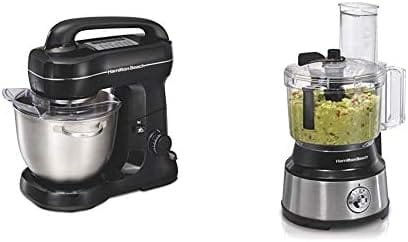Hamilton Beach Electric Stand Mixer & 10-Cup Food Processor & Vegetable Chopper with Bowl Scraper, Stainless Steel (70730) - Image 2