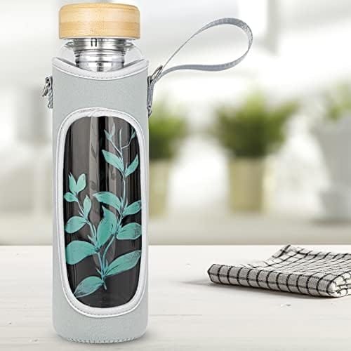 Justfwater 32 oz Glass Water Bottle with Tea Infuser BPA-Free Glass Tea Tumbler with Sleeve & 2 Lids Reusable Travel Mug for Loose Tea, Coffee, Fruit (Leaves) - Image 3