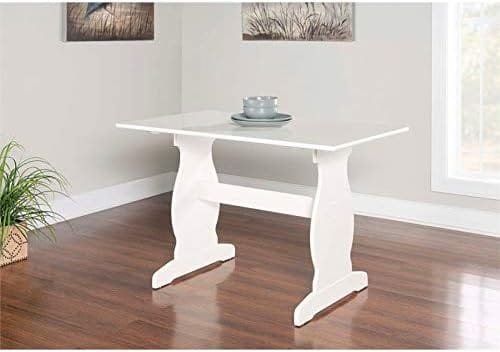 Riverbay Patio Conversation Indoor 3 Piece Kitchen Corner Nook Table Booth Bench Breakfast Dining Set in White - Image 6