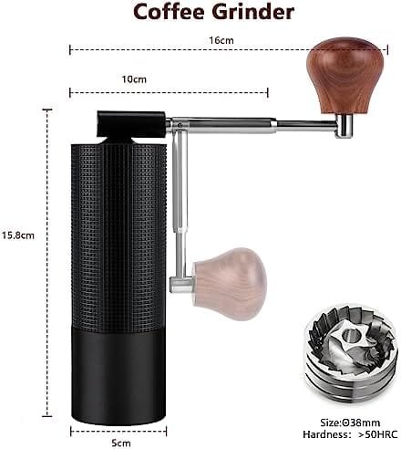 WhiteRhino Manual Coffee Grinder with Foldable Handle, Adjustable Stainless Steel Conical Burr Coffee Grinder, Double Bearing Positioning Hand Coffee Grinder for Espresso to French Press, Black - Image 4