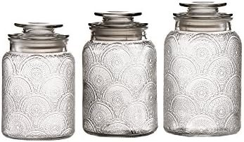 Style setter Canister Set 3-Piece Glass Jars in 34oz, 44oz & 54oz Retro Design w/Airtight Lids for Cookies, Candy, Coffee, Flour, Sugar, Rice, Pasta, Cereal & More - Image 4