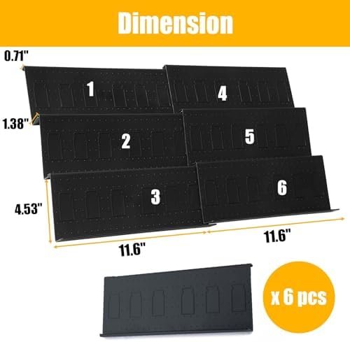 Famhap Spice Drawer Organizer, 6 Tier Expandable from 11.6" to 23.2" Seasoning Rack Tray Insert for Kitchen Drawers, Spice Rack Drawer for Spice Jars, Black(Jars not included) - Image 4