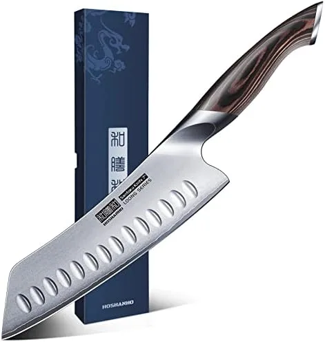 HOSHANHO 7 Inch Japanese Chef Knife, Ultra Sharp High Carbon Stainless Steel AUS-10 Kitchen Knife, Professional Santoku Knives with Ergonomic Pakkawood Handle - Image 2