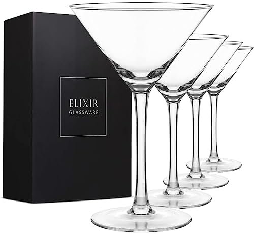 ELIXIR GLASSWARE Martini Glasses Set of 4 - Hand Blown Crystal Martini Glasses with Stem - Elegant Cocktail Glasses for Bar, Martini, Cosmopolitan, Manhattan, Gimlet, Pisco Sour 9oz, Clear… - Image 2