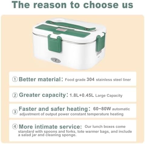 Electric Heater Lunch Box High Power 80W,1.8L Larger Capacity Self-Heating Lunch Boxes for Adults,3 In 1 Portable Food Warmer 12V/24V/110-230V, Suitable for Car,Truck,Work,Office,Travel,Home. - Image 7