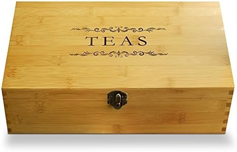 Cookbook People Multikeep Adjustable Tea Box 128 Tea Bag Storage Organizer Bamboo Latching Lid (Tea Filigree) - Image 2