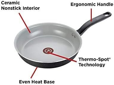 T-fal Initiatives Ceramic Nonstick Cookware Set 14 Piece Oven Broiler Safe 350F Pots and Pans Black - Image 7