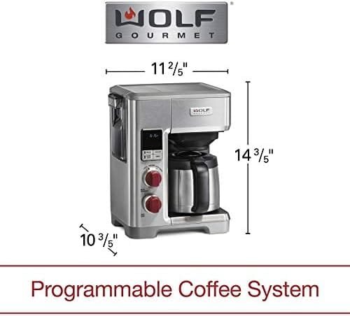 WOLF GOURMET Programmable Coffee Maker System with 10 Cup Thermal Carafe, Built-In Grounds Scale, Removable Reservoir, Red Knob, Stainless Steel (WGCM100S) - Image 6