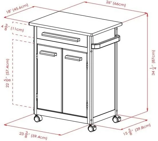 Winsome Wood Single Drawer Kitchen Cabinet Storage Cart, Natural - Image 10