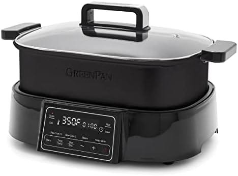 GreenPan 6.5QT Multi-Cooker Skillet Grill & Slow Cooker, 8-in-1 Presets to Saute,Steam, Grill, Stew, Stir-Fry,Heat, & Cook Rice, Healthy Ceramic Nonstick & Dishwasher Safe Parts, Matte Black - Image 2