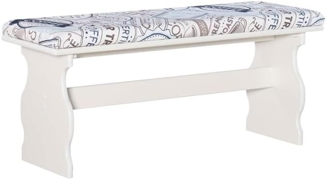 Riverbay Patio Conversation Indoor 3 Piece Kitchen Corner Nook Table Booth Bench Breakfast Dining Set in White - Image 9