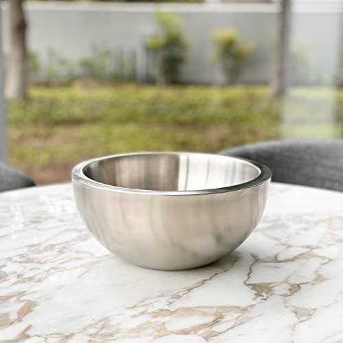 Hudson Contemporary Stainless Steel Insulated Double Wall Salad Serving Bowl, Matte Finish - Image 4