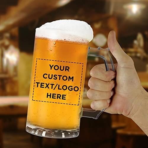 DISCOUNT PROMOS Custom Glass Beer Mug 16 oz. Set of 10, Personalized Bulk Pack - Great for Wedding Favors, Groomsmen Gifts, Birthday Gifts - Clear - Image 9