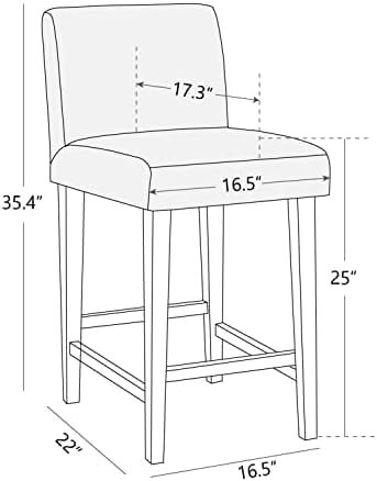 CHITA Counter Height Bar Stools Set of 2, 25" H Seat Height Upholstered Barstools, PU Leather in Dark Blue - Image 8