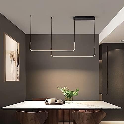 Sedelan Modern Linear Chandelier, Dimmable LED Pendant Light Fixtures, 2 Lights Pendant Lighting for Kitchen Island Dining Room Bar, Black, 3000K - Image 3