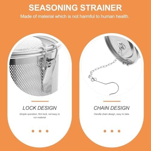 Hemoton Stainless Steel Seasoning Strainer Tea Ball Filter Soup Seasonings Seperation Basket Loose Leaf Tea Infuser for Home Restaurant Kitchen (6.3 * 6.3 * 6.3inch) - Image 6