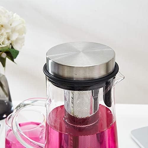 Karafu Glass Pitcher with Lid & Infuser, 60 Oz Thicker Carafe with Stainless Steel Infuser & High Heat Resistance, Glass Jug for Fridge, Hot/Cold Water, Infused Fruit Tea & Juice Beverage - Image 7