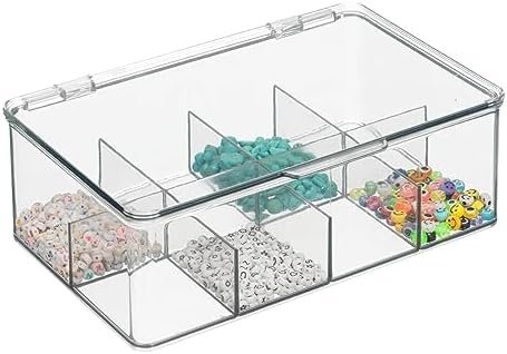 mDesign Plastic Tea Bag Divided Storage Organizer Container Box with Hinge Lid for Kitchen Cabinet, Countertop, Pantry, Hold Coffee Pods, Seasoning Packets, Condiments, 8 Sections, Clear - Image 9