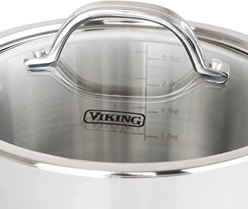 Viking Culinary Contemporary 3-Ply Stainless Steel Soup Pot, 3.4 Quart, Includes Glass Lid, Dishwasher, Oven Safe, Works on All Cooktops including Induction - Image 6