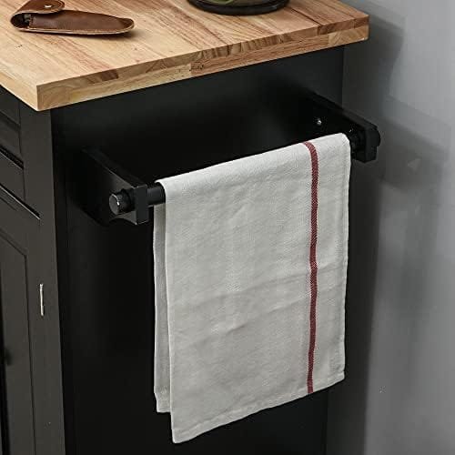 HOMCOM Kitchen Island on Wheels, Rolling Cart with Rubberwood Top, Spice Rack, Towel Rack and Drawers for Dining Room, Black - Image 10