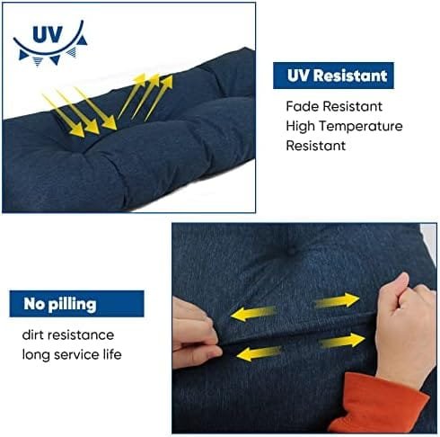 Millsilo Non Slip Bench Cushion for Indoor Outdoor Furniture, Water Resistant Durable Thicken Window Seat Cushions for Storage Bench, Long Bench Pads for Mudroom, 42x16x4 inch, Star Blue - Image 5