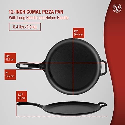 Victoria 12-Inch Cast Iron Comal Pizza Pan with a Long Handle and a Loop Handle, Preseasoned with Flaxseed Oil, Made in Colombia - Image 7